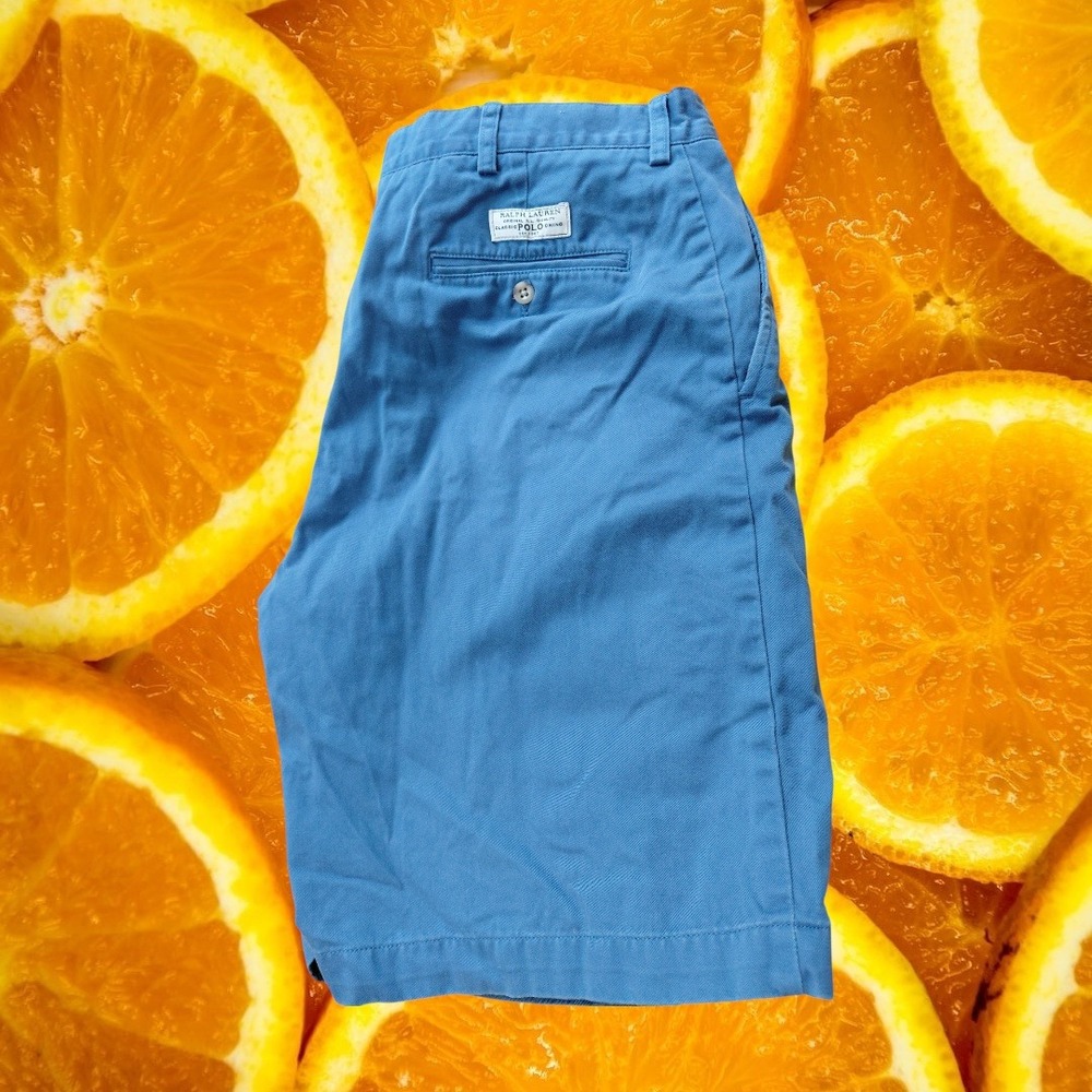Polo Ralph Lauren Mens Blue Prospect Short Classic Chino Cotton Shorts Size 36